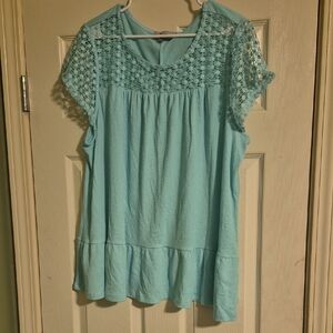 Absolutely Famous Aqua Lace Blouse